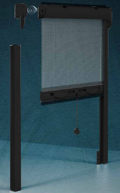 Store Moustiquaire enroulable 120x 170 cm  KLIP 40 Noir mat
